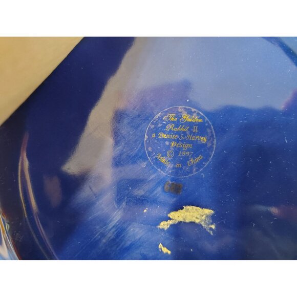 Denise Harvey Blue Enamelware Snowman Serving Bowl, Christmas Golden Rabbit II - Picture 4 of 4